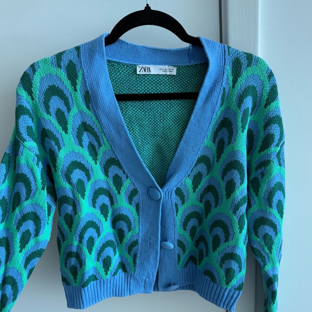 Zara Blue & Green Cardigan